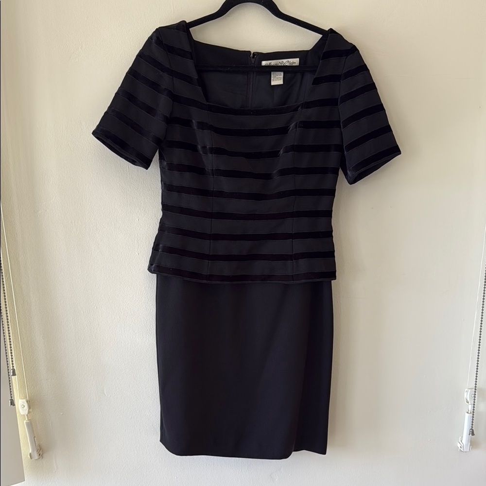 Elegant Black Striped Dress